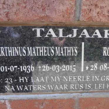 TALJAARD Marthinus Matheus Mathys 1936-2015 &amp; Rosa Hermina 1946-