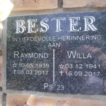 BESTER Raymond 1939-2017 &amp; Willa 1941-2017
