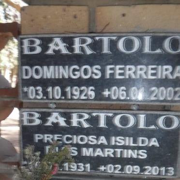 BARTOLO Domingos Ferreira 1926-2002 &amp; Preciosa Isilda Martins 1931-2013
