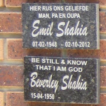 SHAHIA Emil 1948-2012 &amp; Beverley 1950-