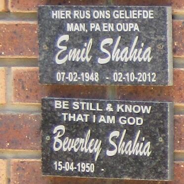 SHAHIA Emil 1948-2012 &amp; Beverley 1950-