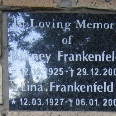 FRANKENFELD Burney 1925-2002 &amp; Lina 1927-2009