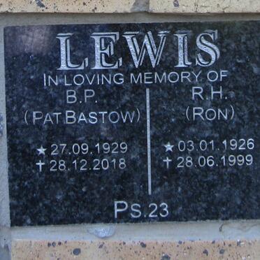 LEWIS R.H. 1926-1999 &amp; B.P. BASTOW 1929-2018