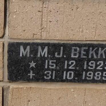 BEKKER M.M.J. 1923-1985