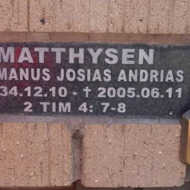 MATTHYSEN Hermanus Josias Andrias 1934-2005