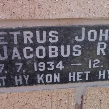 ROETS Petrus Johannes Jacobus 1934-1987