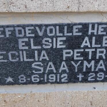 SAAYMAN Elsie Aletta Cecilia Petronella 1912-1991