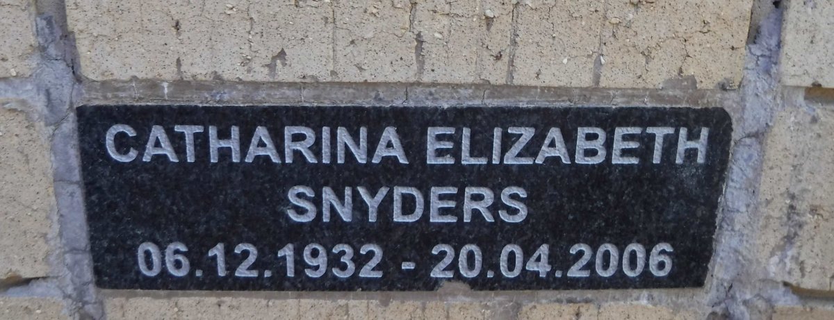 SNYDERS Catharina Elizabeth 1932-2006