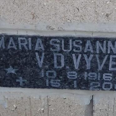 VYVER Maria Susanna, v.d. 1916-2002