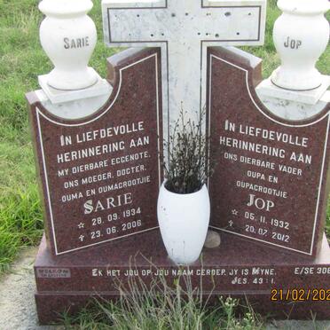 ? Jop 1932-2012 &amp; Sarie 1934-2006