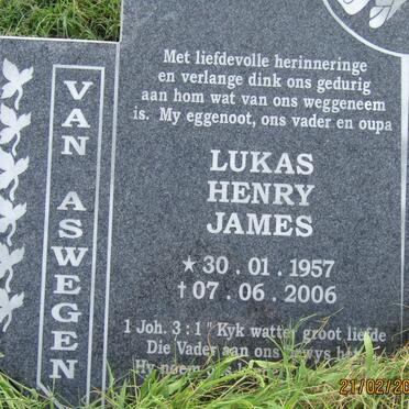ASWEGEN Lukas Henry James, van 1957-2006