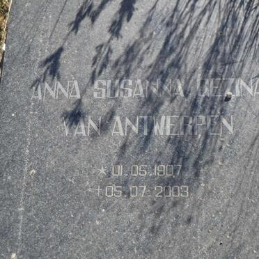 ANTWERPEN Anna Susanna Gezina, van 1907-2003