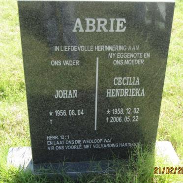 ABRIE Johan 1956- &amp; Cecilia Hendrieka 1958-2006