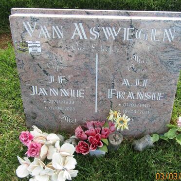 ASWEGEN J.F., van 1923-2003 &amp; A.J.F. 1940-2011