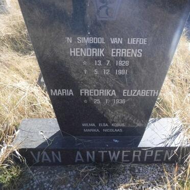 ANTWERPEN Hendrik Errens, van 1928-1981 &amp; Maria Fredrika Elizabeth 1936-