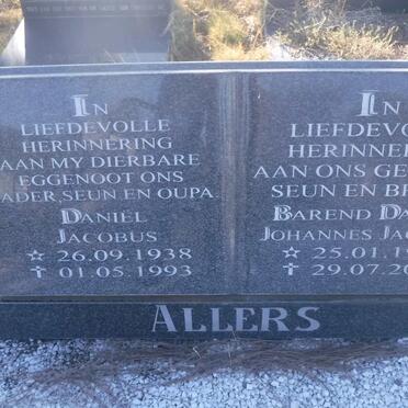 ALLERS Daniel Jacobus 1938-1993 &amp; Berend Johannes 1935-2010 :: ALLERS Barend Daniel Johannes Jacobus 1971-2009