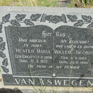 ASWEGEN Willem Jacobus, van 1903-1960 &amp; Hester Maria GREEFF 1906-1977