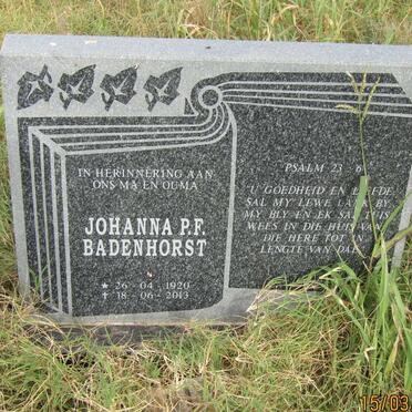 BADENHORST Johanna P.F. 1920-2013