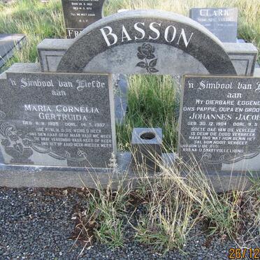 BASSON Johannes Jacobus 1904-1972 &amp; Maria Cornelia Gertruida 1905-1997