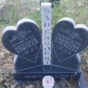 BADENHORST Hendrik Adriaan 1943-1997 &amp; Christina Cornelia 1947-1995