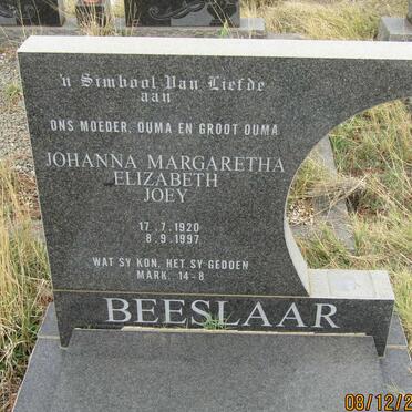 BEESLAAR Johanna Margaretha Elizabeth 1920-1997