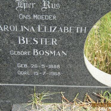 BESTER Carolina Elizabeth nee BOSMAN 1888-1968