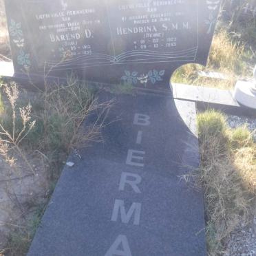 BIERMAN Barend D. 1913-1999 &amp; Hendrina S.M.M. 1923-1993