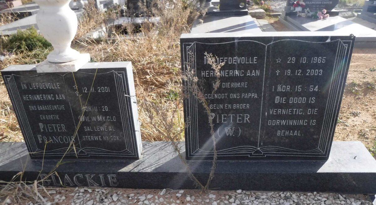 BLACKIE Meisie A.J.I. 1945-2000 :: BLACKIE Pieter W. 1965-2003 :: BLACKIE Pieter Francois 2001-2001