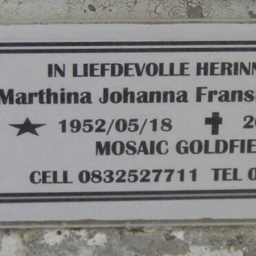 BOUCHER Marthina Johanna Fransiena 1952-2020
