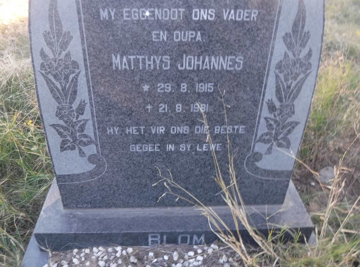 BLOM Matthys Johannes 1915-1981