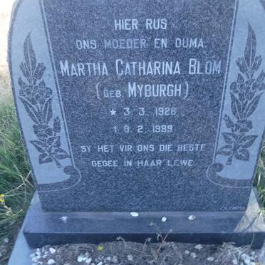 BLOM Martha Catharina nee MYBURGH 1926-1989