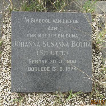 BOTHA Johanna Susanna nee SCHUTTE 1900-1974