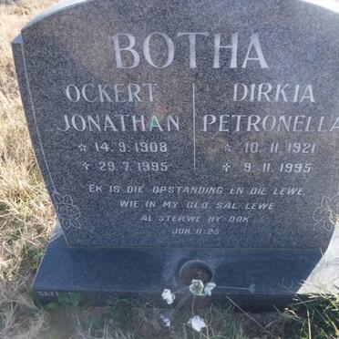 BOTHA Ockert Jonathan 1908-1995 &amp; Dirkia Petronella 1921-1995