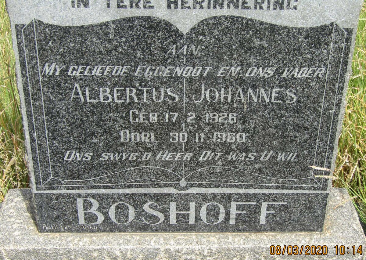 BOSHOFF Albertus Johannes 1926-1960