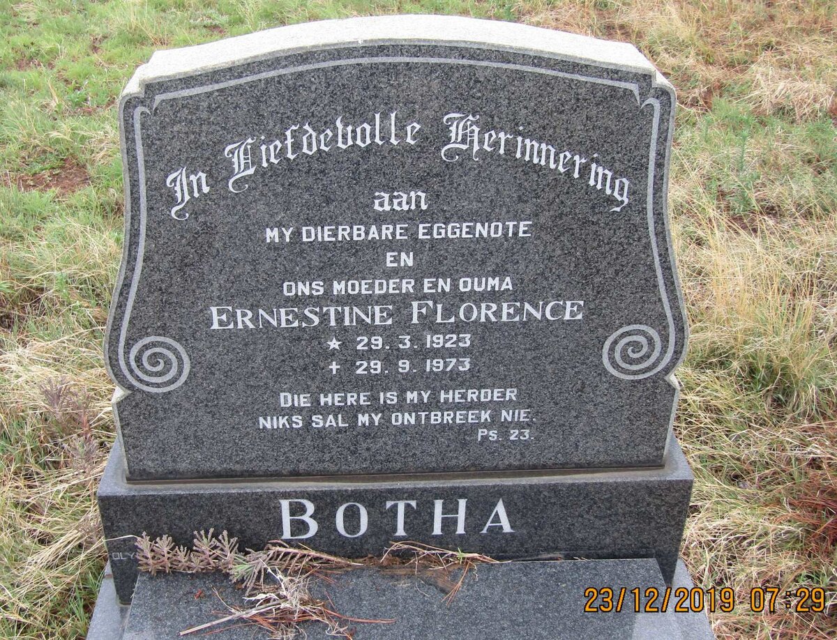 BOTHA Ernestine Florence 1923-1973
