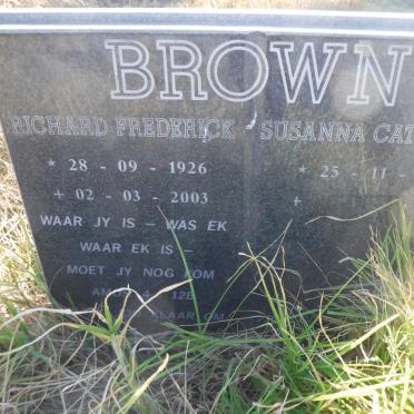 BROWN Richard Frederick 1926-2003 &amp; Susanna Catharina 1931-