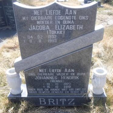 BRITZ Johannes Hendrik 1927-2010 &amp; Jacoba Elizabeth 1932-1993