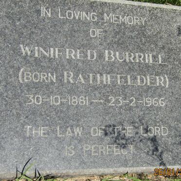 BURRILL Winifred nee RATHFELDER 1881-1966
