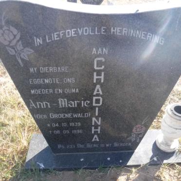 CHADINHA Ann-Marie nee GROENEWALD 1939-1996
