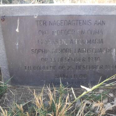 CLAASSEN Anna Maria Sophia nee LABUSCHAGNE 1930-1993