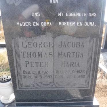 COOK George Thomas Peter 1921-1993 &amp; Jacoba Martha Maria 1923-1982