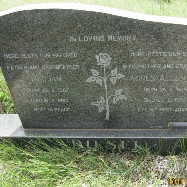 DIESEL William 1907-1980 &amp; Agnes Allen Ada 1909-1977