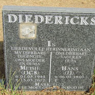 DIEDERICKS J.J. 1940- &amp; J.J.C.S. 1944-2012