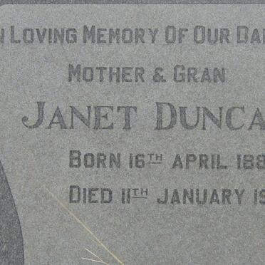 DUNCAN Janet 1881-1972