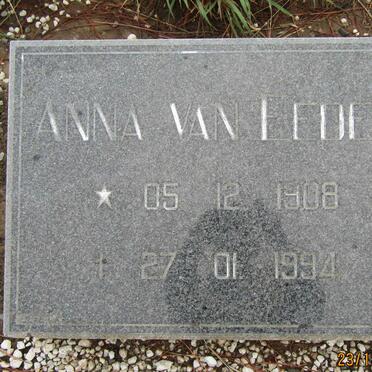 EEDEN Anna, van 1908-1994