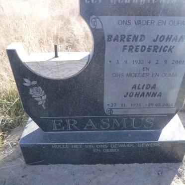 ERASMUS Barend Johann Frederick 1933-2001 &amp; Alida Johanna 1935-2014
