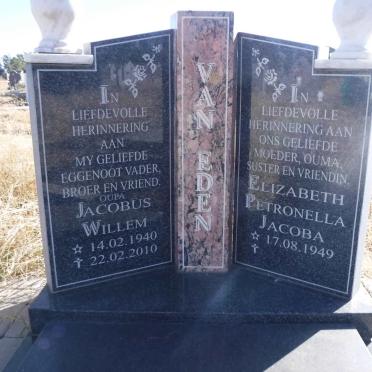 EDEN Jacobus Willem, van 1940-2010 &amp; Elizabeth Petronella Jacoba 1949-