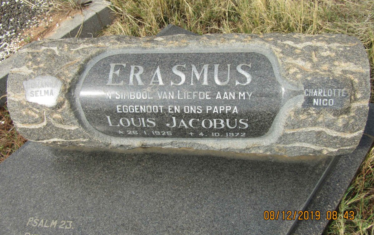 ERASMUS Louis Jacobus 1925-1972
