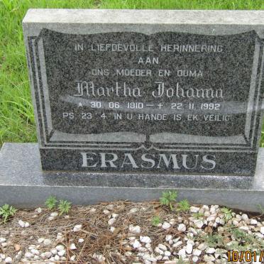 ERASMUS Martha Johanna 1910-1992