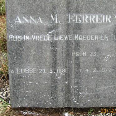 FERREIRA Anna M. 1881-1972